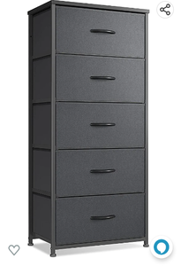 lot 67600 image: CubiCubi Dresser for Bedroom, Tall Kids Bedroom Fabric Dresser 5 Drawer Vertical Dresser Storage Tower