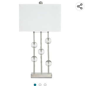 lot 67618 image: Signature Design by Ashley Jaala Modern Glam 31.75 Metal & Crystal Table Lamp, Silver