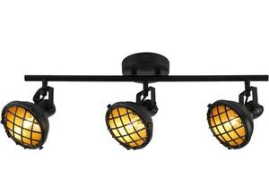 lot 57908 image: Track Lighting Kitchen Light Fixtures Ceiling Mount, 3-Lights Multi-Directional Rotating Black Iron Lamp Shade, for Kitchen Farmhouse, Dining Room,Porch,Hallway Etc. (E12 Bulb Not Included).