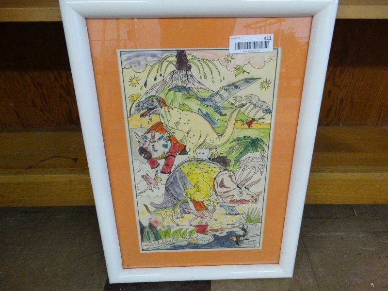 lot 411 image: Dinosaur color picture.