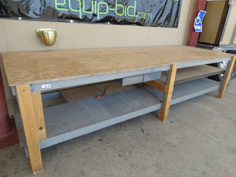 lot 481 image: 12 x 4 work table, 2 drawers.