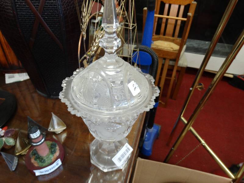 lot 497 image: Heavy glass candy dish.