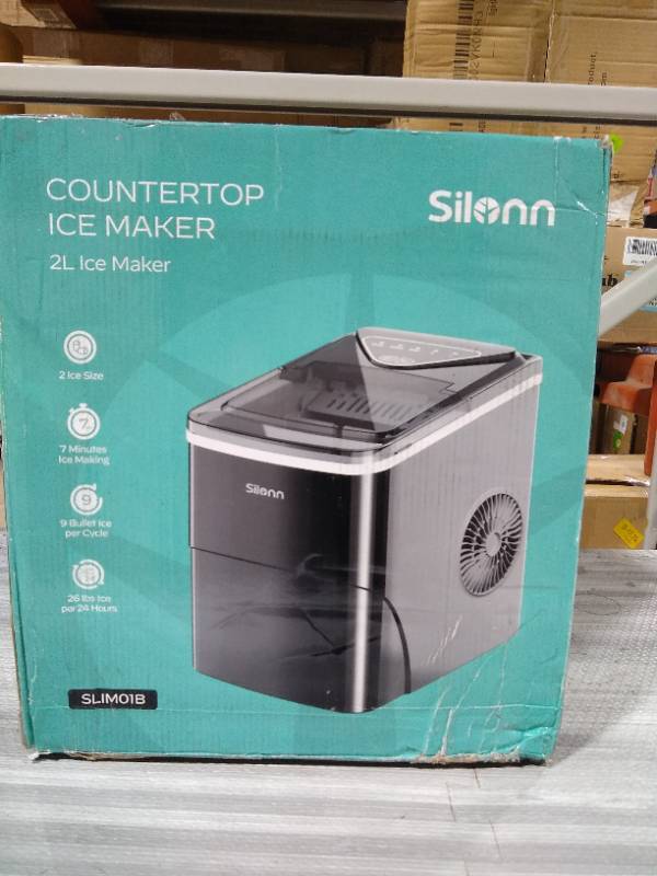 Silonn Ice Makers Countertop, 9 Cubes Ready in 6 Mins, 26lbs in