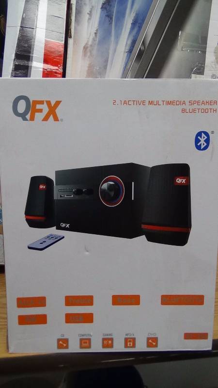 lot 2121 image: QFX BT-206 2.1 Channel NFC Bluetooth Speaker System