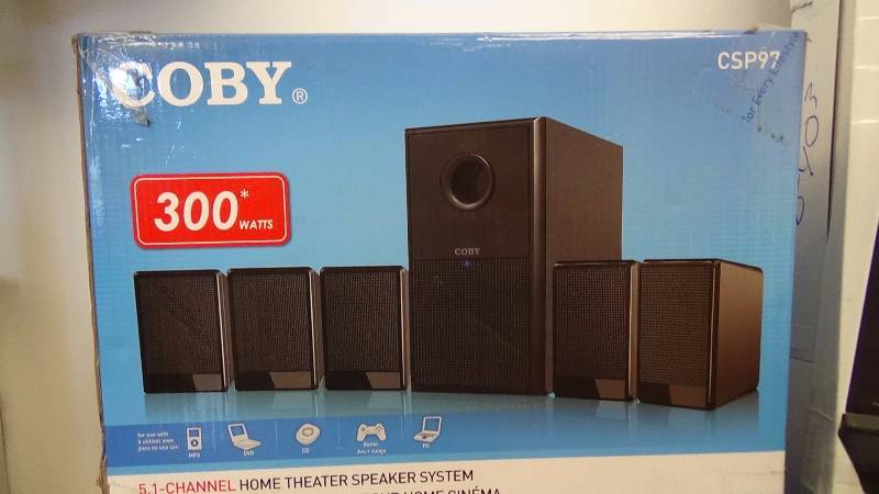 lot 2115 image: Coby CSP97 300 Watts 5.1-Channel Speaker System