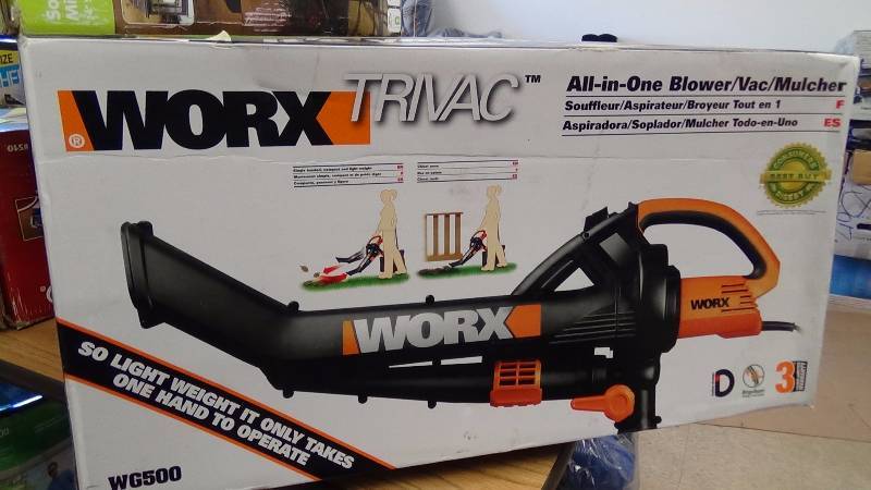 lot 2075 image: WORX TriVac WG500 12 amp All-in-One Electric BlowerMulcherVacuum