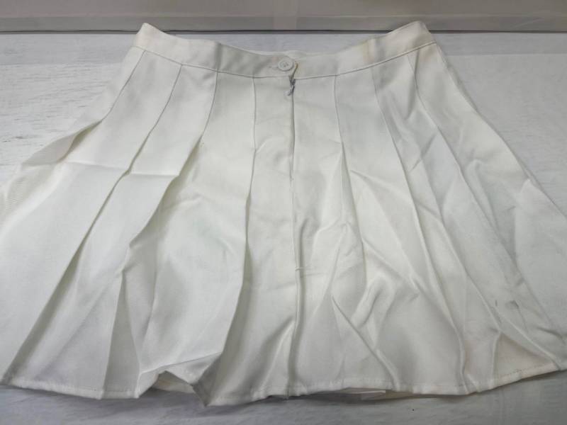 lot 30674 image: White Ruffled Short Skirt, Large (Some Discoloration)
