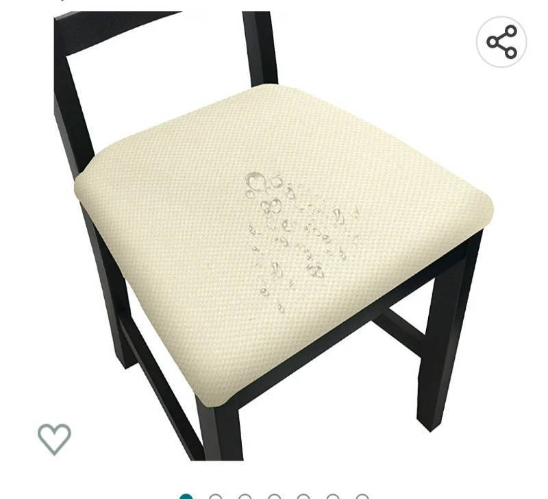 lot 36927 image: Seat Covers for Dining Room Chairs, Kitchen Dining Room Chair Slipcovers - Stretch Dining Chair Covers Seat Cover (Beige, Set of 4)