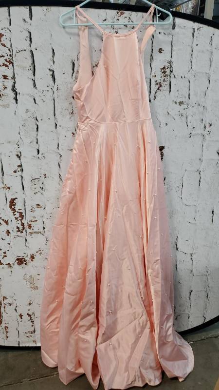 lot 40743 image: Long Pink Dress With Pearl Accents On Bottom, Small