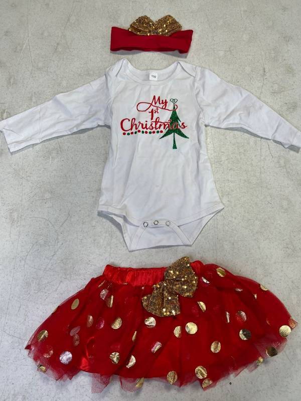 lot 30498 image: My First Christmas, Baby Onesie, Tutu and Headband, 3T