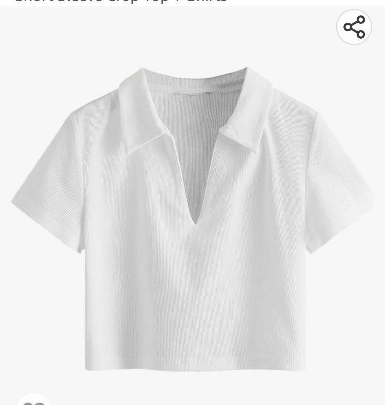 lot 36636 image: SweatyRocks Womens Collar Ribbed Knit Tee Short Sleeve Crop Top T-Shirts Small