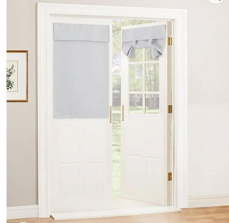 lot 36693 image: RYB HOME White Room Darkening Door Curtains, Full Privacy Assured Thick Door Blinds Thermal Insulated Tricia Door Shades for Small Windows Double French Door Sidelight Glass, W26 x L40 inch, 2 Panels