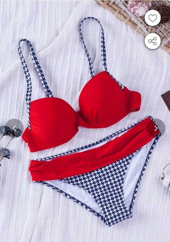 lot 36699 image: KAMONI BACKHOOK PUSH UP PLAID PRINT PATCHWORK DESIGN BIKINI SET XL