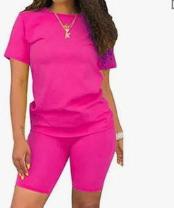 lot 36996 image: Hot Pink 2 Piece T-Shirt Short Set Large