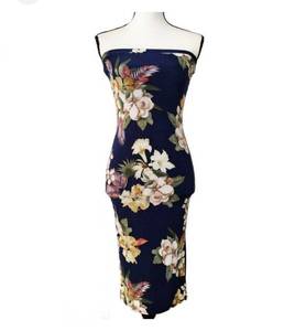 lot 36999 image: Fashion Nova Blue Strapless Hawaiian Bodycon Dress Large