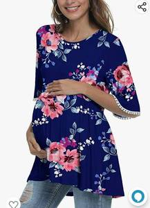 lot 37007 image: Xpenyo Womens Summer Maternity Tops Babydoll Lace Crochet Trim Pregnancy Shirts XL