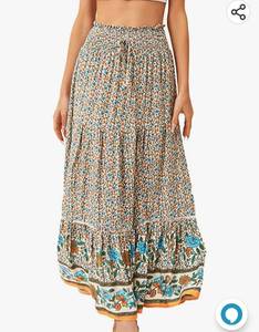 lot 37009 image: Midi Skirts for Women Trendy Long Flowy Maxi Skirt Womens High Waisted Polka Dot Boho Skirt Knee Length with Pockets Medium