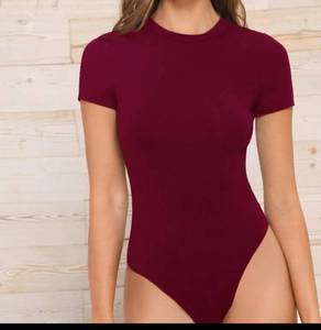 lot 37013 image: Womens Burgundy Short Sleeve Bodysuit Medium