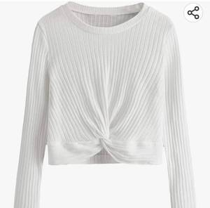lot 37018 image: Romwe Girls Cute Rib Knit Long Sleeve Twist Front Crew Neck Slim Fit Crop Tee Top Blouse 8Y