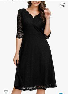 lot 37025 image: JASAMBAC Cocktail Dress for Women Vintage Wedding Guest Lace Midi Dress Party XL