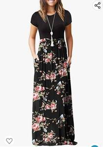lot 37029 image: GRECERELLE Womens Short Sleeve Loose Plain Maxi Dresses Casual Long Dresses with Pockets XL