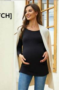 lot 37040 image: Lot of 3 Liu&Qu Womens Maternity Tunic Tops Long Sleeve Pregnancy Shirt Flattering Side Ruched Scoop Neck Pregnant T-shirt Casual Clothe Large