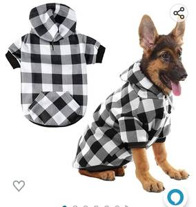 lot 37042 image: KOOLTAIL Plaid Dog Hoodie Pet Clothes Sweaters with Hat Large