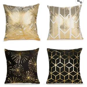 lot 37043 image: Taoler Gilded Velvet Throw Pillow Case Home Sofa Cushion Cover Garden or Farmhouse Couch Pillow Cover Festival Decoration Gift��18X18inches��