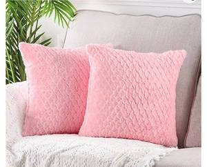 lot 37047 image: MANDIOO Pack of 2 Luxury Soft Plush Faux Fur Decorative Throw Pillow Covers Set Cushion Cases Pillowcases for Couch Sofa Bedroom Car 22x22 Inches,Pink