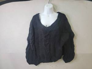 lot 37056 image: V necked Women Fall Knit Jacquard Sweater Long Sleeve Pullover Solid Color Casual Warm Winter Sweaters for Women Large