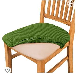 lot 37065 image: Subrtex Dining Room Chair Seat Covers Stretch Jacquard Chair Cushion Covers Furniture Protector Set of 2 with Ties Removable Washable for Dining Room Kitchen (Green, 2PCS)