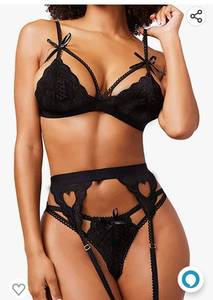 lot 37072 image: RSLOVE Women Lingerie Sets with Garter Belt 3 Piece Lace Teddy Babydoll Bodysuit Medium
