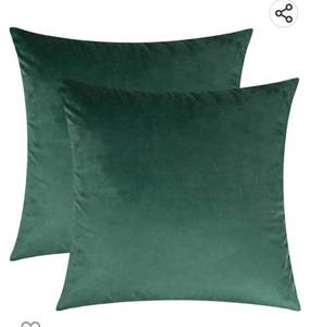lot 37073 image: Artcest Set of 2 Decorative Soft Velvet Throw Pillow Covers, Accent Solid Thick Comfy Cushion Cases for Couch Bed and Living Room Decoration,18x18(Forest Green)