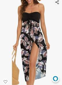 lot 37097 image: 716 Womens Beach Dress Summer Maxi Sundress Strapless Hawaiian Cover Ups Asymmetrical Wrap Dresses Small