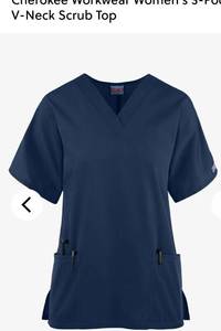 lot 37100 image: Cherokee Workwear Womens 3-Pocket V-Neck Scrub Top 3XL