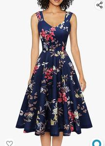 lot 37116 image: Dress Tells Women Vintage Tea Dress for Cocktail Party, Modest Aline Dresses XS
