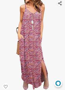 lot 37118 image: GRECERELLE Womens Summer Casual Loose Dress Beach Cover Up Long Cami Maxi Dresses with Pocket Large