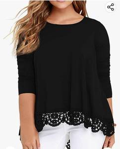 lot 37150 image: OLRIK Plus Size Tops for Women Summer Casual Womens Short SleeveLong Sleeve Lace Shirts and Blouses 2XL
