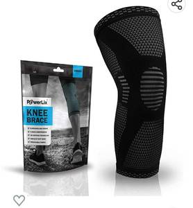 lot 37165 image: POWERLIX Knee Compression Sleeve - Best Knee Brace for Knee Pain for Men & Women �� Knee Support for Running, Basketball, Weightlifting, Gym, Workout, Sports Large