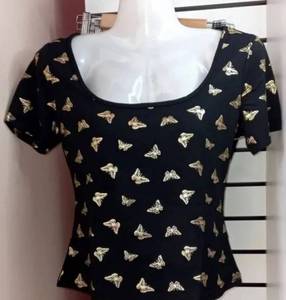 lot 40789 image: Size small black shirt with gold butterflies