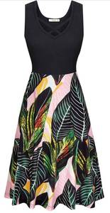 lot 40793 image: Large Moyabo Womens Sleeveless V Neck Criss Cross Midi Flared Tank Dress with Pockets