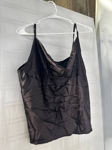 lot 40798 image: XXL Black satin sexy womens silky shirt
