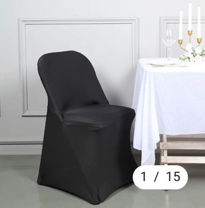 lot 40799 image: Black Spandex Stretch Folding Chair Cover