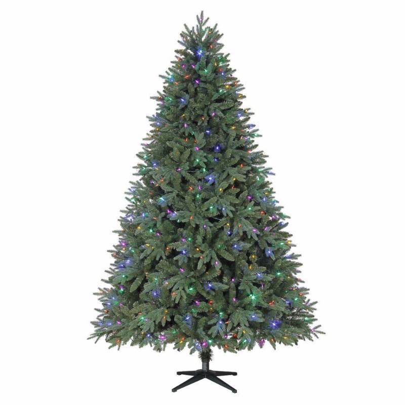 lot 6198 image: Home Accents Holiday Holiday Ornaments & Decor 7.5 ft. Pre-Lit LED Harrison Fir Artificial Christmas Tree with Clear, Multi-Color Lights and Remote Control Greens TG76P3945D01