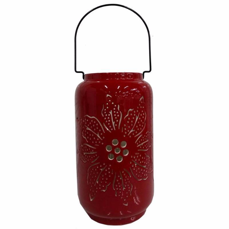 lot 6206 image: 12 in. Candle Holder with Poinsettia Design