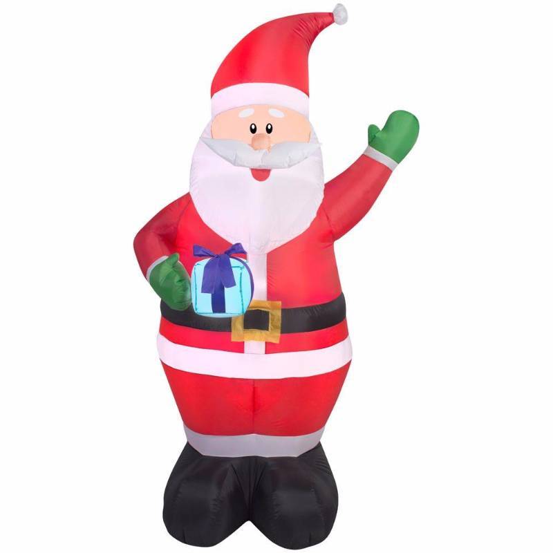 lot 6214 image: 42.52 in. W x 33.47 in. D x 77.95 in. H Lighted Inflatable Santa with Present