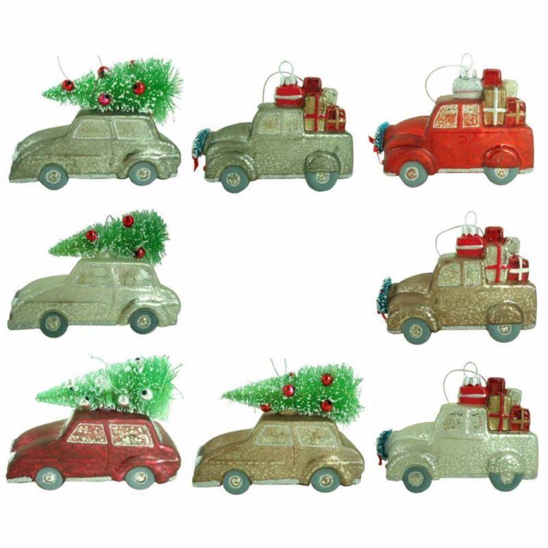 lot 6226 image: Hand-Painted Car and Truck Ornament Assortment Set (12-Count), Multi-Colored