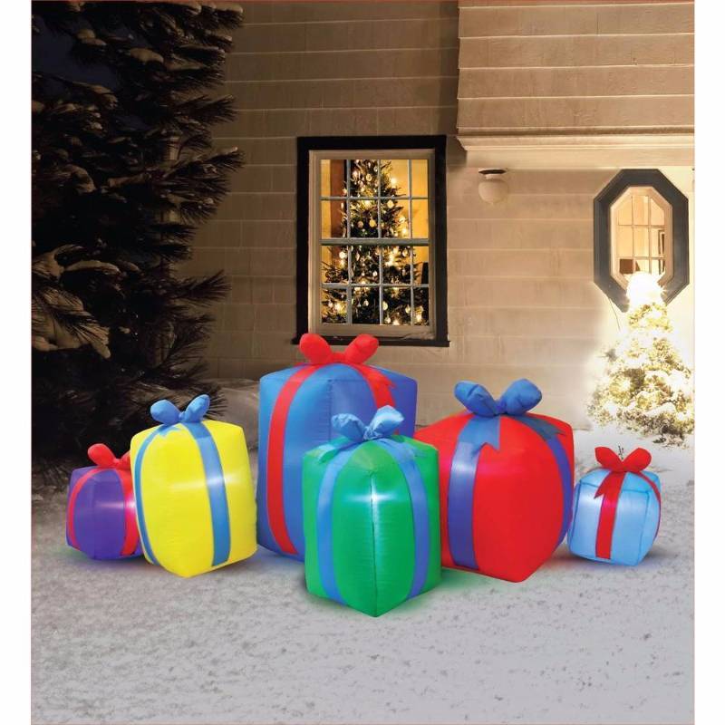 lot 6245 image: 8 ft. Inflatable Row of Presents Non Metallic