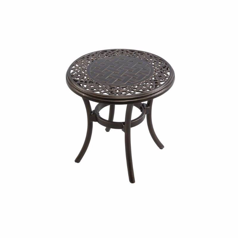lot 6251 image: Hampton Bay Tables Niles Park 18 in. Round Cast Top Patio Side Table APH03715K01