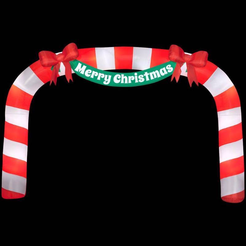 lot 6263 image: 276.38 in. W x 39.37 in. D x 179.92 in. H Lighted Inflatable Archway Candy Cane